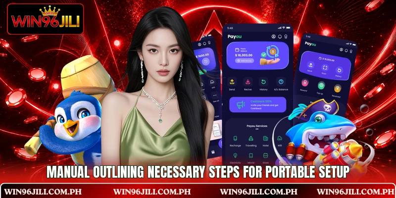 Manual outlining necessary steps for portable setup Manual outlining necessary steps for portable setup