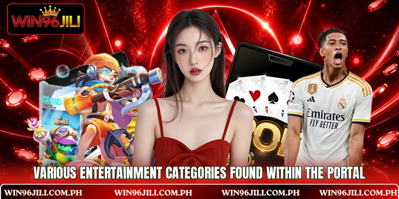 Various entertainment categories found within the portal